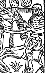 A Scottish horsemen depicted in Skelton's 'Ballad of the Scottish King'